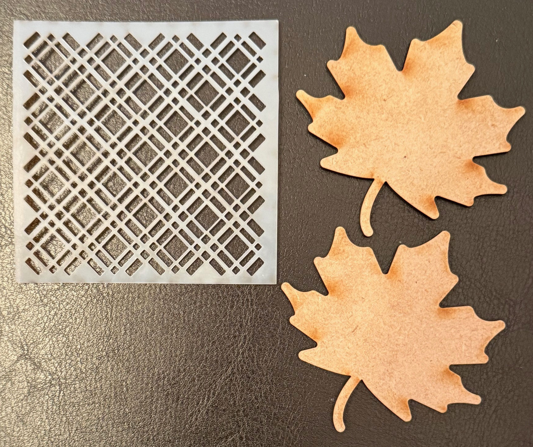 Maple Leaf RAK Pin/Charm/Magent (2) with Plaid Stencil (3x3)