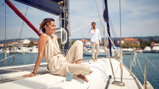 Wealthy couple on a boat