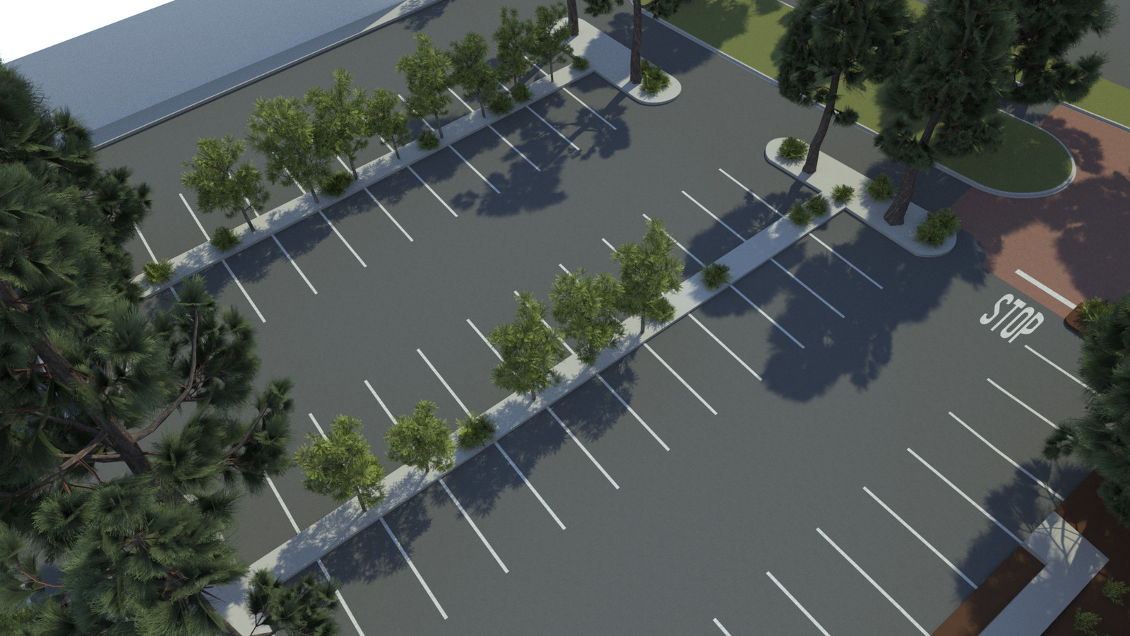 Parking Lot with Trees