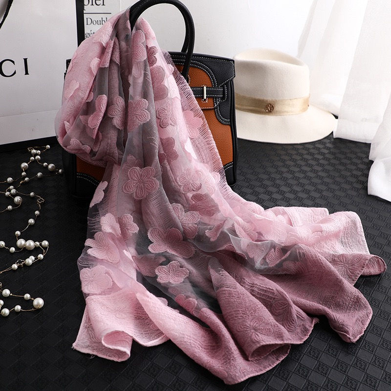Thumbnail: Double colour flowery scarf