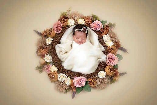 newborn baby in flowers, newborn session in london, indian newborn baby, baby photography London, babies under 2 weeks