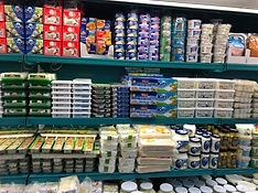 Halal dairy section inside Istanbul Market, cheeses and other products