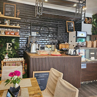 Coffee shop interior with countertop