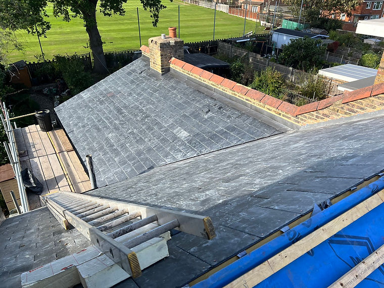 Roof with slate tiles