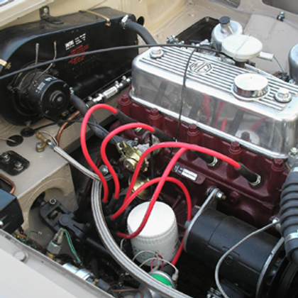 Car engine with red wires