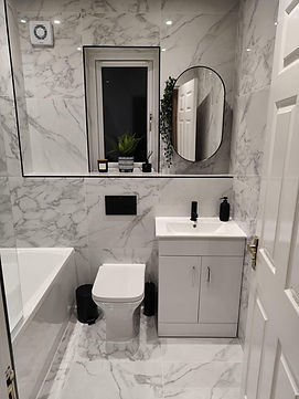 Modern bathroom with marble tiles