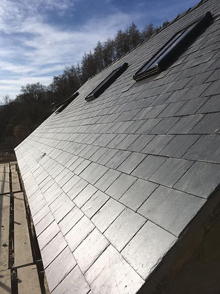 Slate roof with skylights