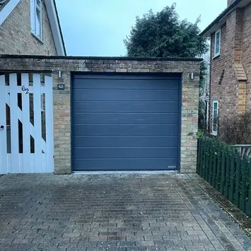 blue garage door of a house