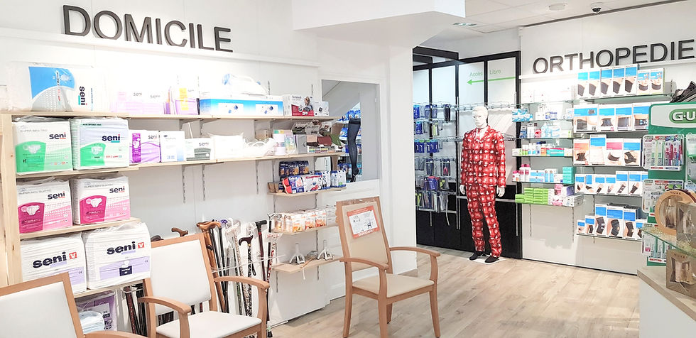 Espace Orthopédie et maintien à domicile de la pharmacie des Épars à Chartres, agencé par APM Santé,