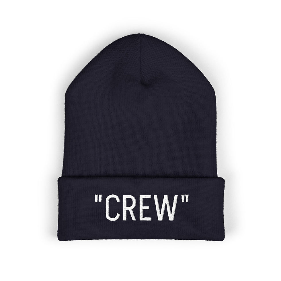 Thumbnail: Embroidered "CREW" Beanie - Classic Cuffed Winter Hat