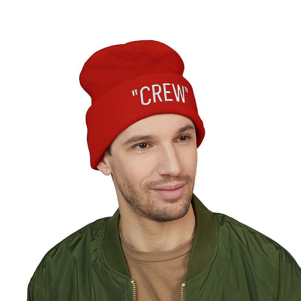Thumbnail: Embroidered "CREW" Beanie - Classic Cuffed Winter Hat