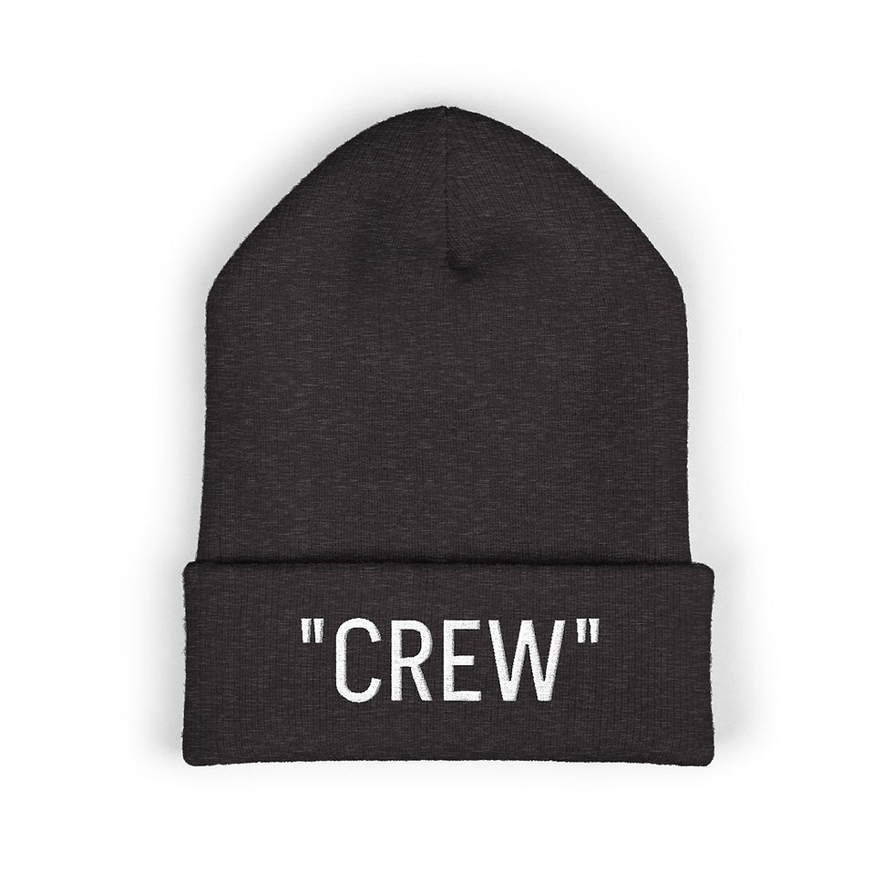 Thumbnail: Embroidered "CREW" Beanie - Classic Cuffed Winter Hat