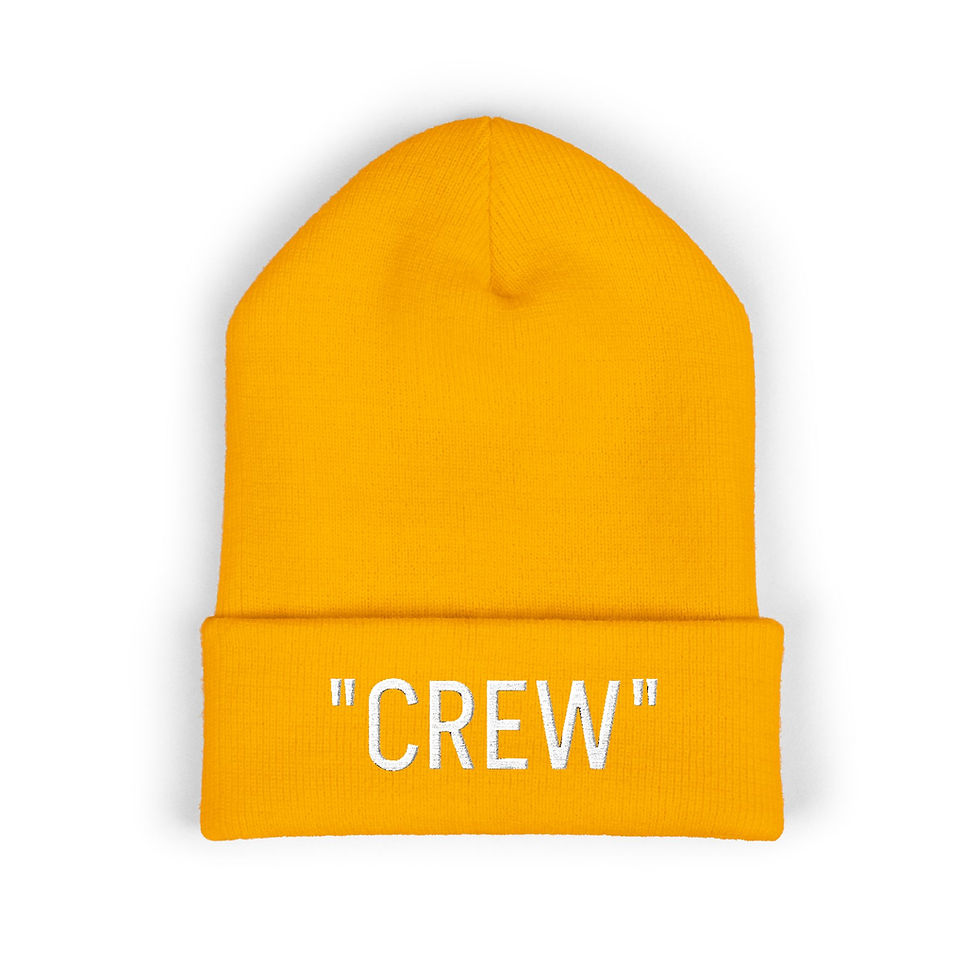 Thumbnail: Embroidered "CREW" Beanie - Classic Cuffed Winter Hat