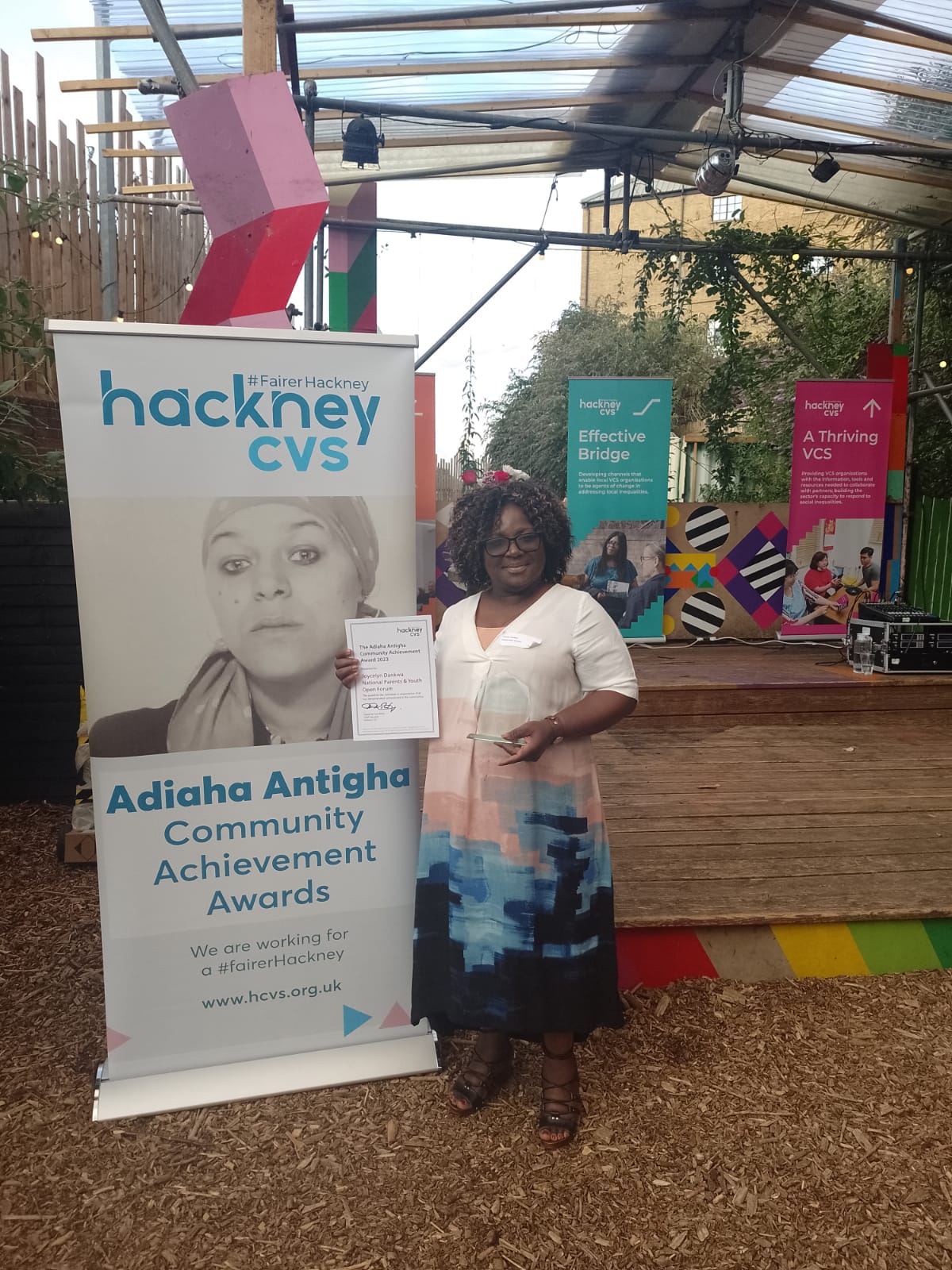 Pastor Joycelyn Dankwa receiving the Adiaha Antigha Community Achievement Award