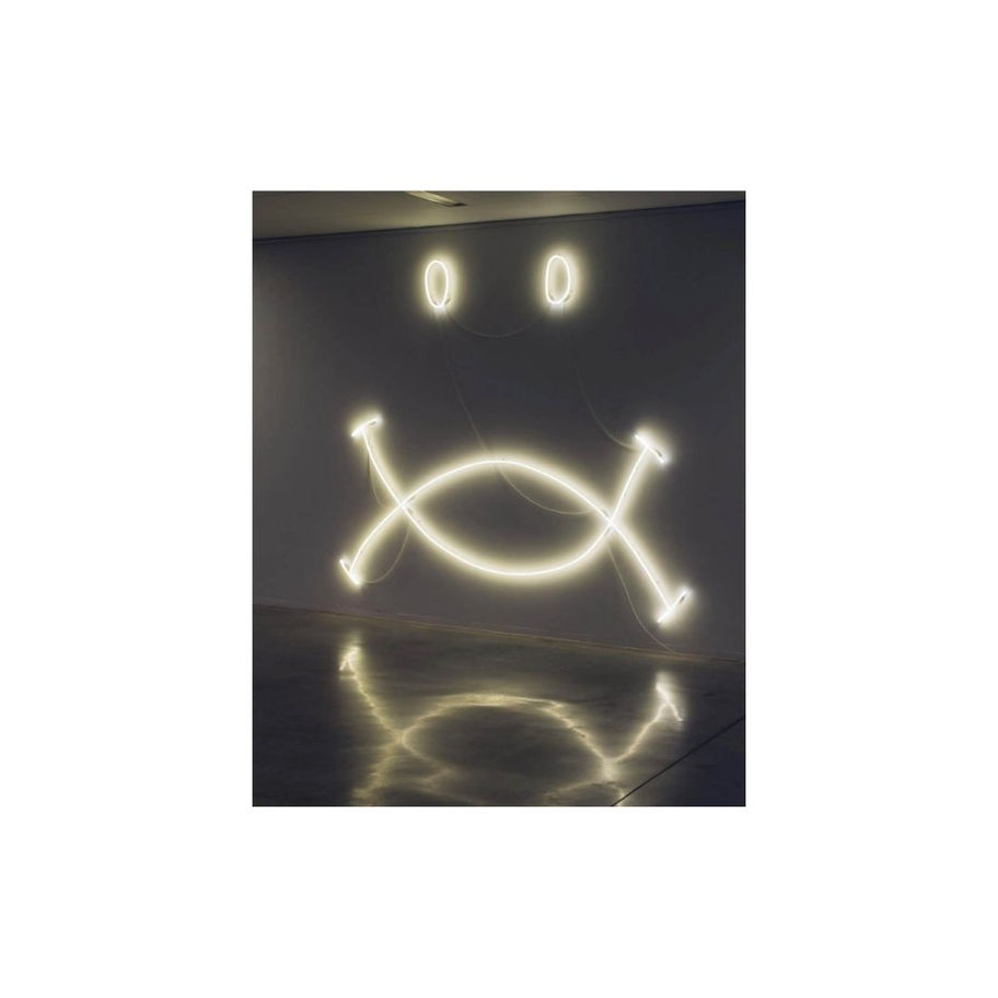 Neon kunstwerk Happy/Sad van Daan Gielis