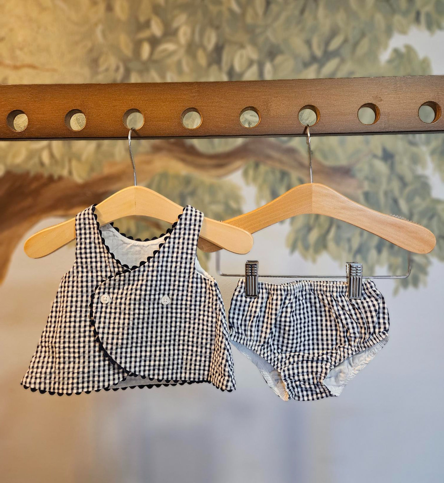 Organic, Flyaway Back Navy Gingham