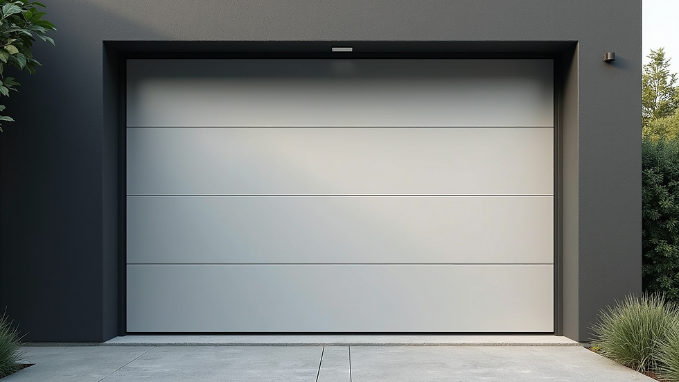 Eye-level view of a modern garage door with a sleek design