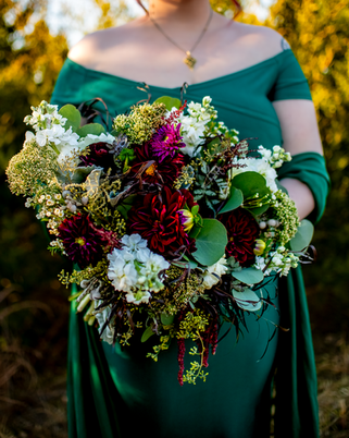 close up of bridal bouquet by Echelon Florist at Smoky Mountain wedding