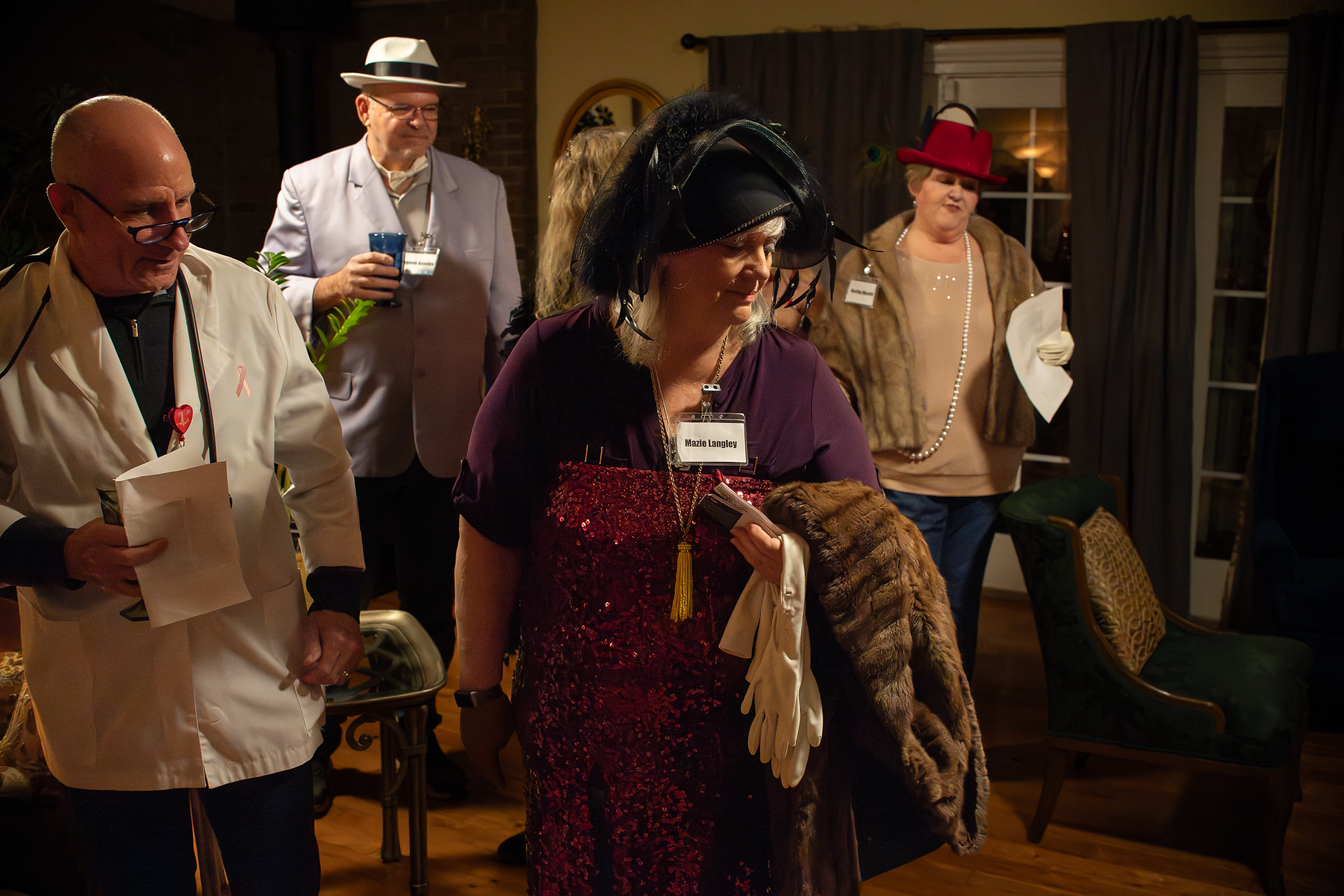 candid branding photo of guests at murder mystery dinner in Sweetwater, Tennessee