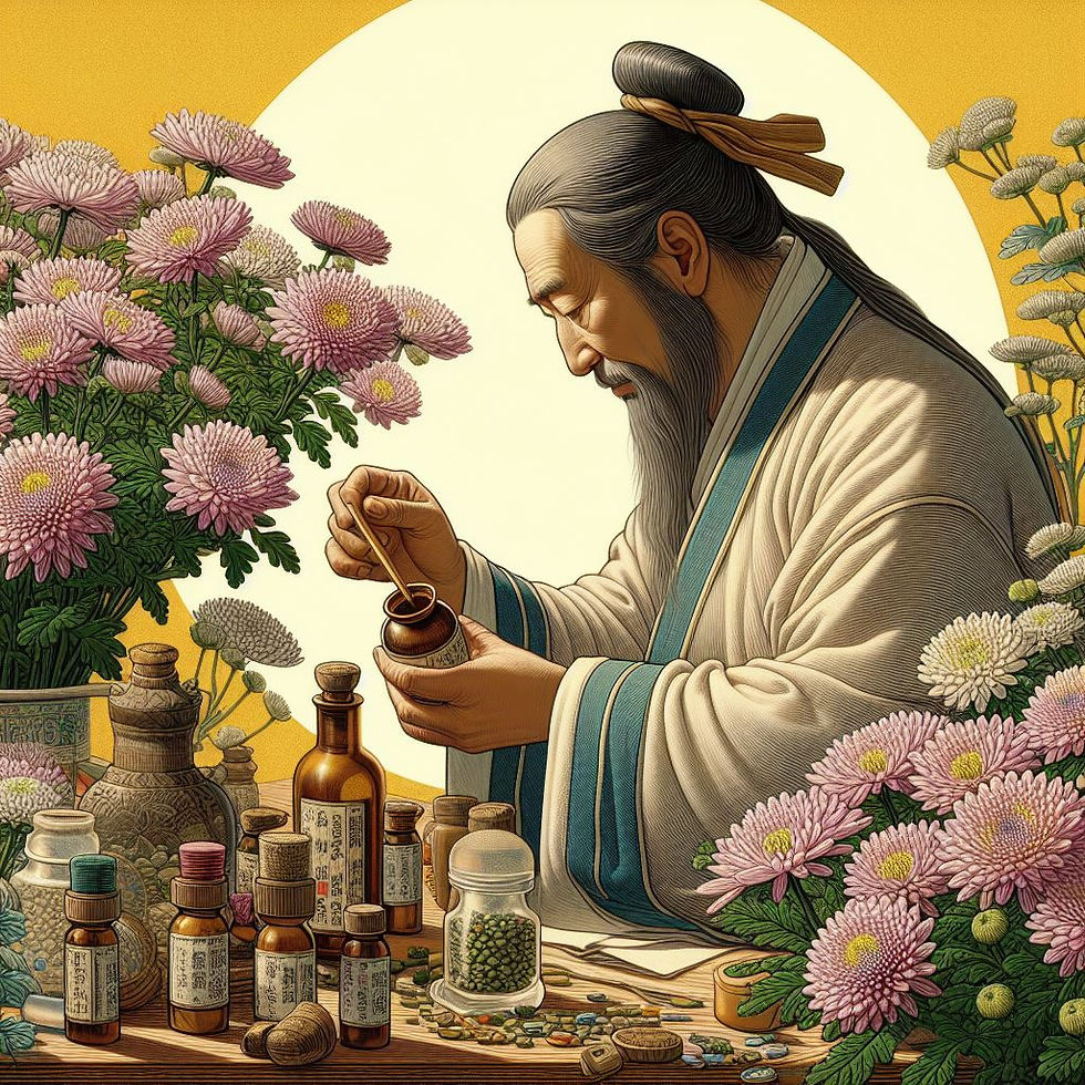 médecin chinois préparant une décoction