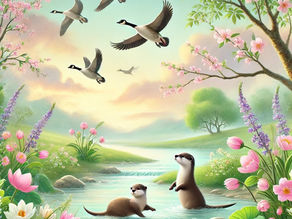 des loutres dans une rivière