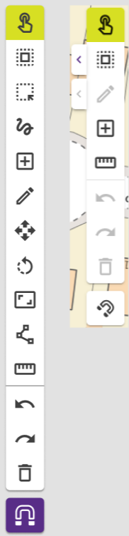 Toolbar before and after — reducing persistent controls from around 12 to five key actions