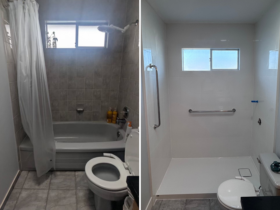 before & after of shower upgrade