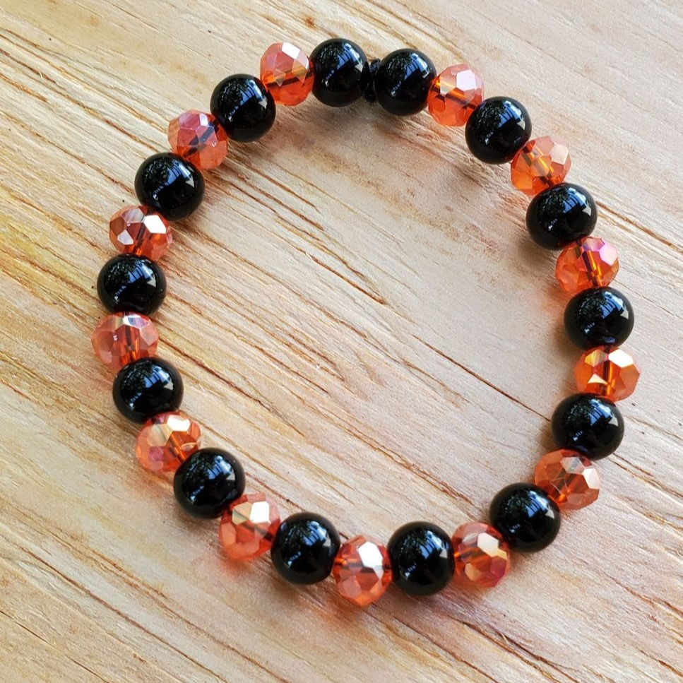 Thumbnail: Stretchy Bracelets with no words - orange/black