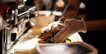 Sandwich being prepared.