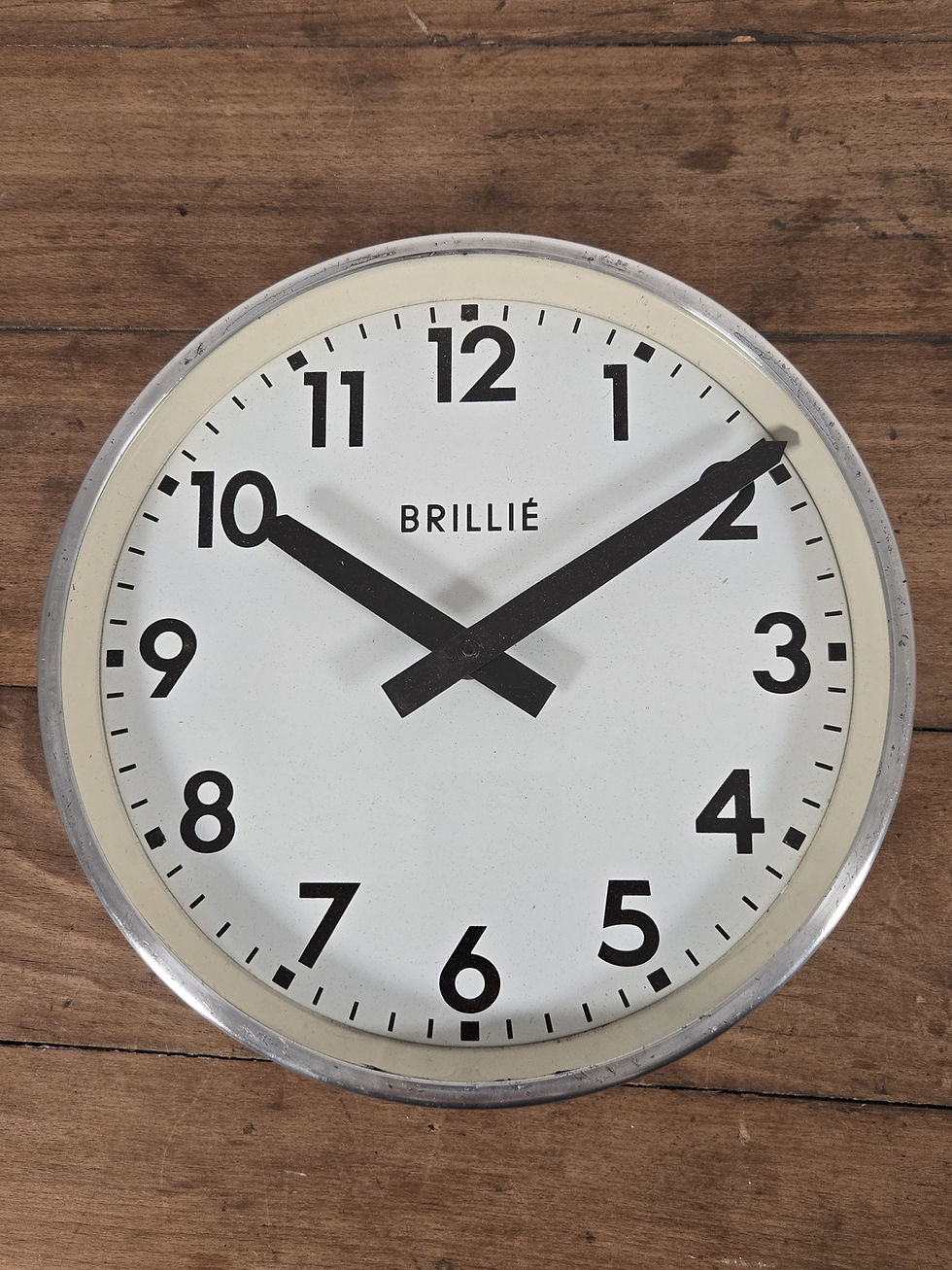 サムネイル： フランス アンティーク BRILLE 社インダストリアル クロック 小型モデル /壁掛け時計/店舗什器/ビンテージ