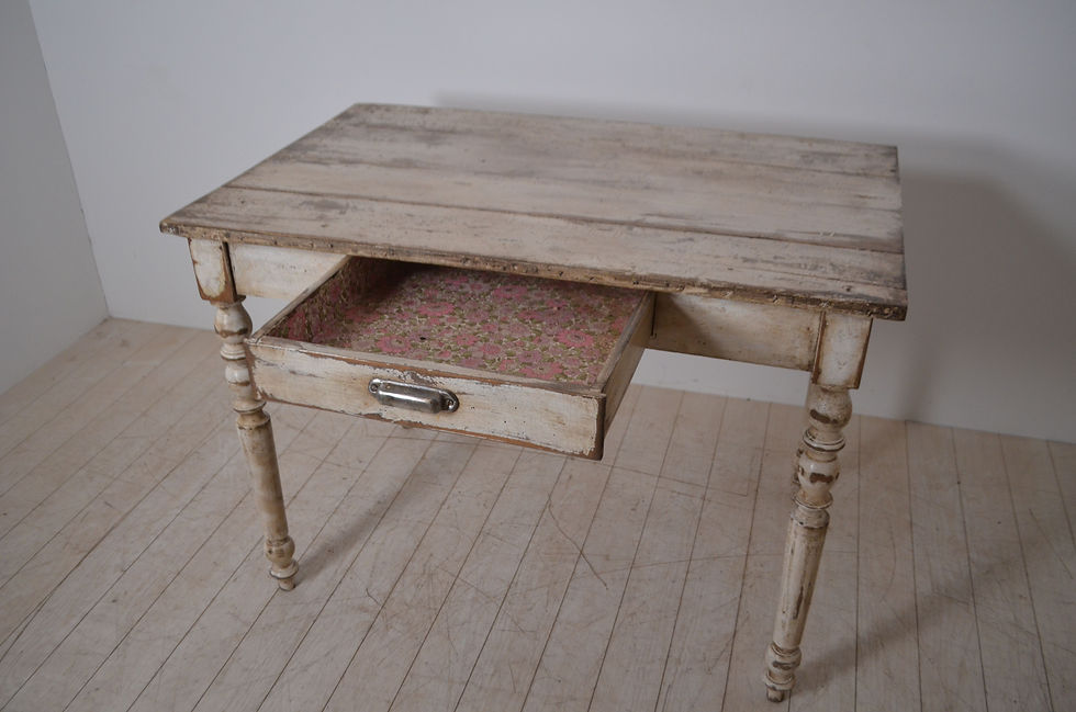 Miniature : フランス アンティーク アトリエ  木製の テーブル   ミルクペイント Shabby chic シャビー