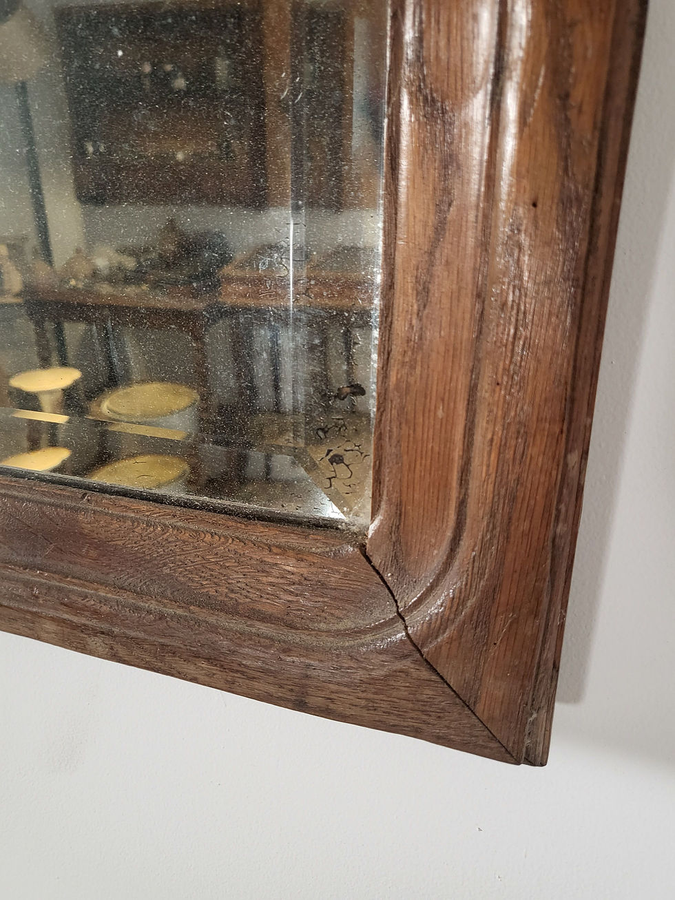 Miniature : フランス アンティーク 木製ミラー　オーク　額縁 フレーム　お洒落なオブジェ　ショップデイスプレイ　店舗什器
