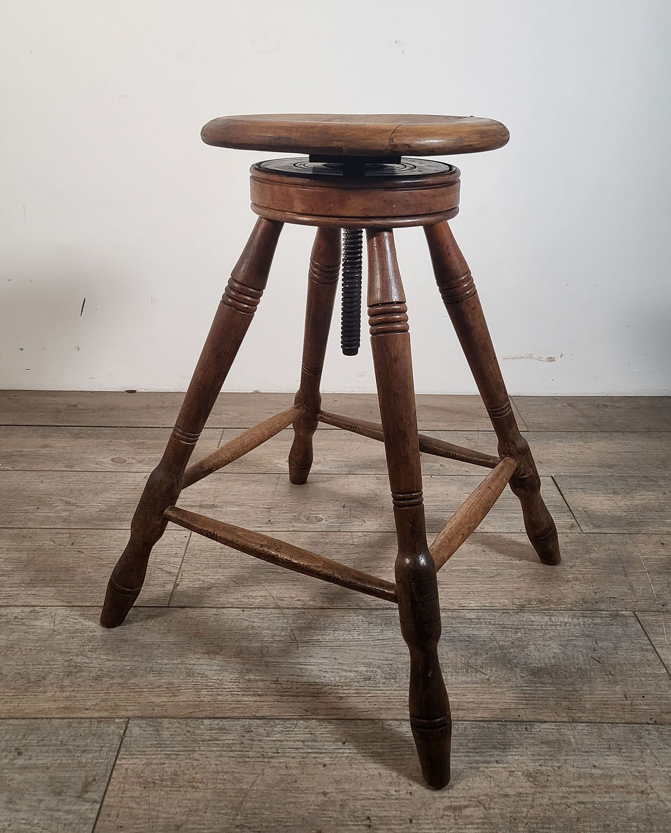 フランス アンティーク 木製スツール リュスティックなスツール クルクルスツール 細身スツール ショップディスプレー 店舗什器