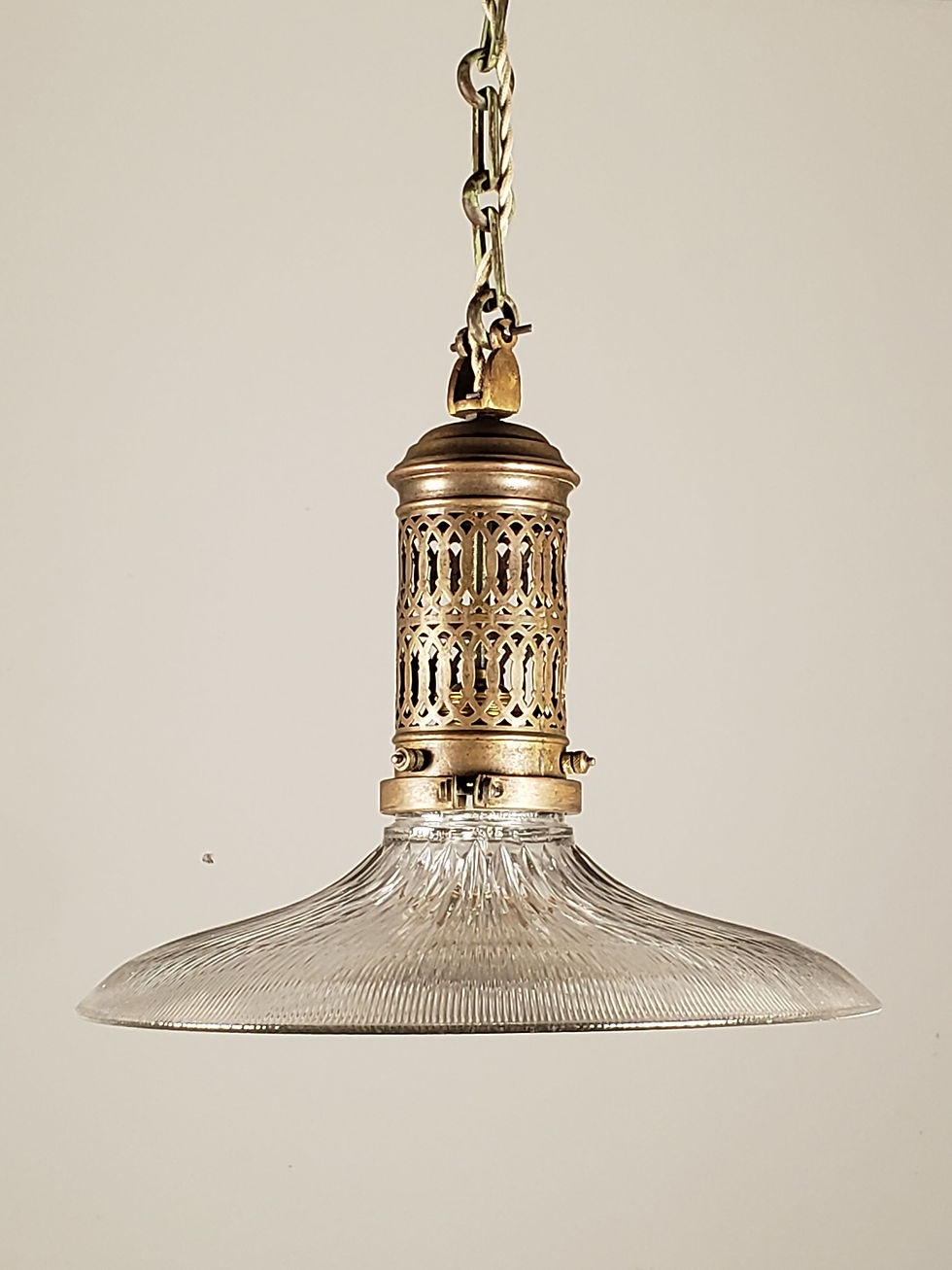 Miniature : フランス  アンティーク 1920年代、Holophane(ホロフェーン)社製造のペンダント・ランプ..