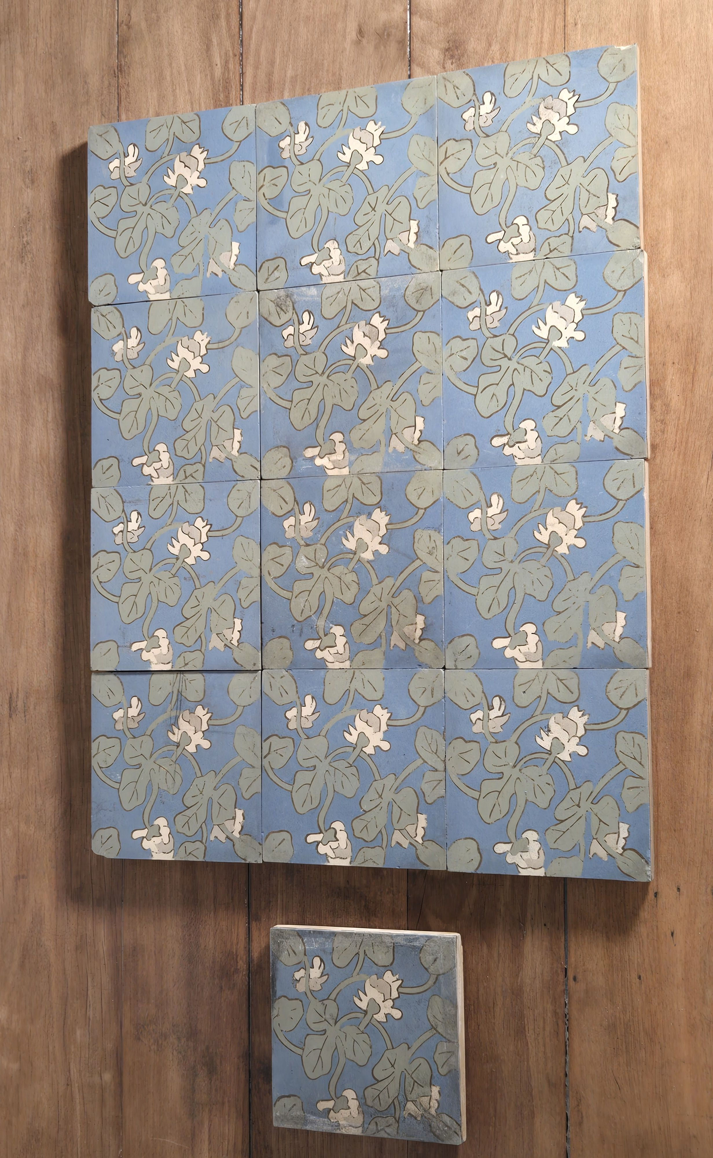 フランス アンティーク villeroy & Boch タイル　ハンドペイント　珍しいタイル　コースター　ディスプレー用　店舗備品　ガーデニング