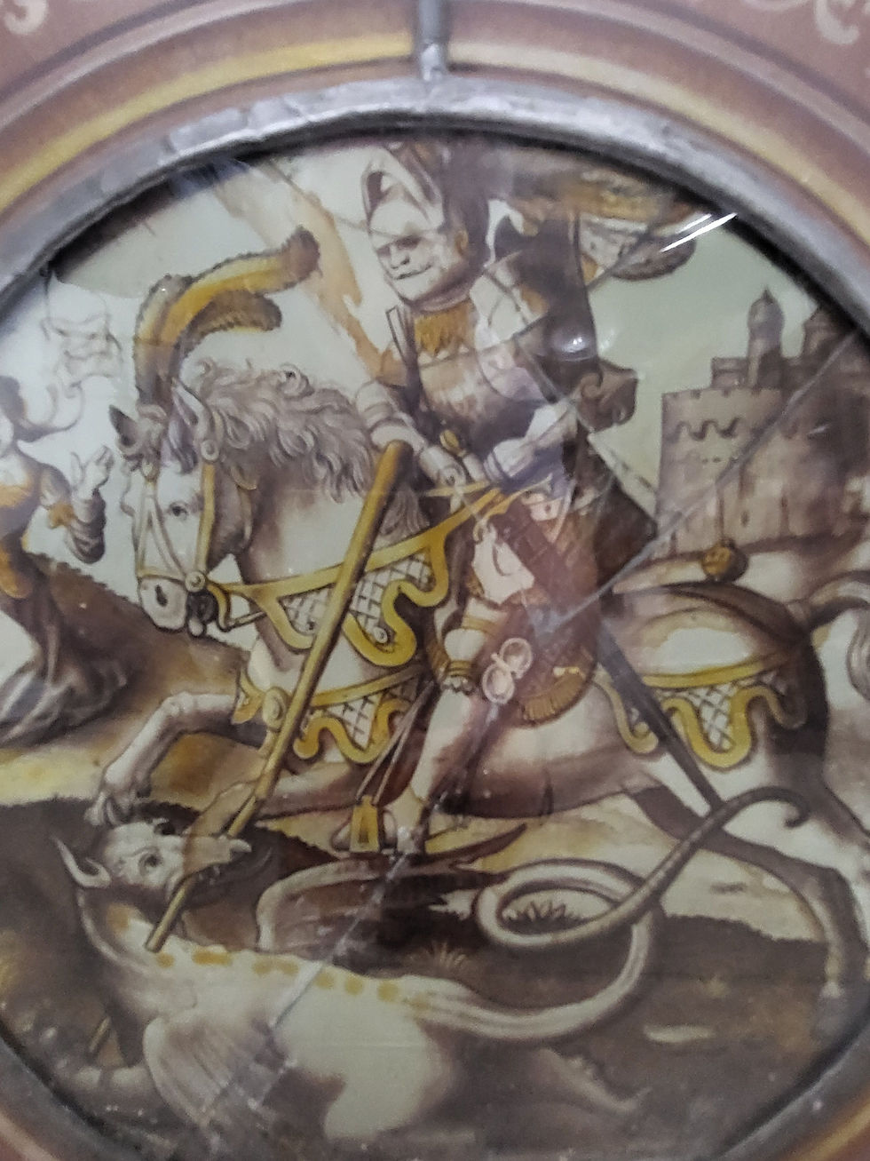 Miniature : フランスアンティーク　 ステンドグラス XIX世紀　戦い