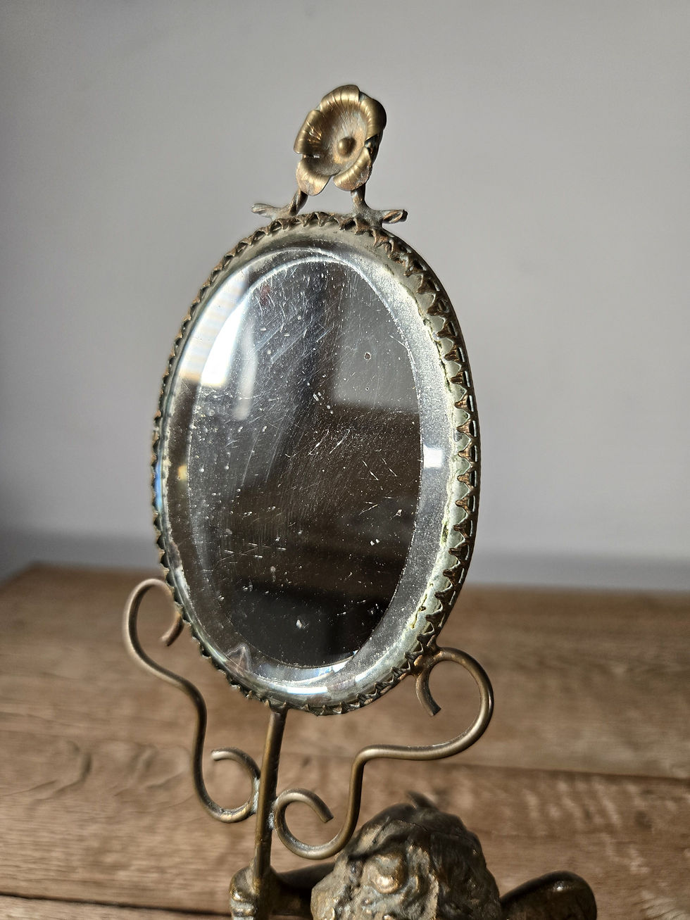 Miniature : フランス アンティーク 　天使と鏡　蚤の市　可愛い鏡のオブジェ　エンジェル　コレクション　ショップディスプレー　店舗什器