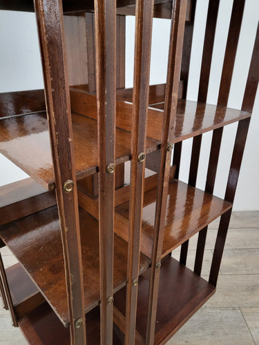 フランスアンティーク 回転式木製本棚 ヴィンテージ家具