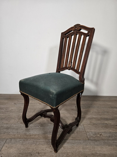 アールデコスタイル 木製椅子 緑色 アールデコ 張替済ダイニングチェア