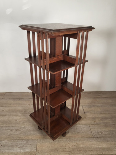 フランスアンティーク 回転式木製本棚 ヴィンテージ家具