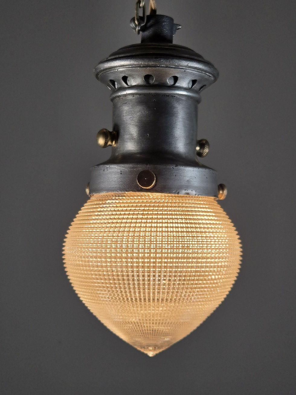Miniature : フランス  アンティーク 1920年代、Holophane(ホロフェーン)社製造のペンダント・ランプ.
