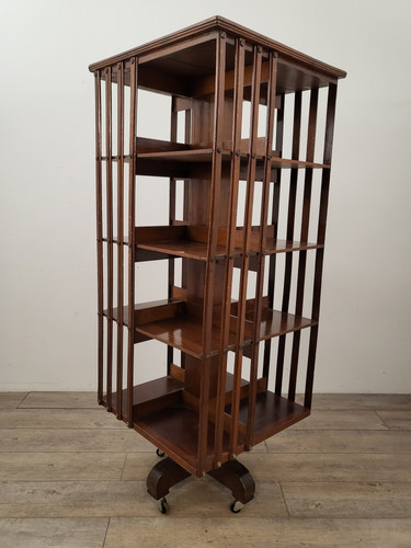 フランスアンティーク 回転式木製本棚 ヴィンテージ家具