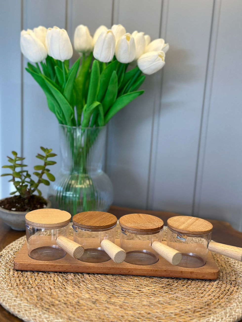 Küçük resim: Ahşap Kulplu Stantlı Mika Kahvaltı Seti