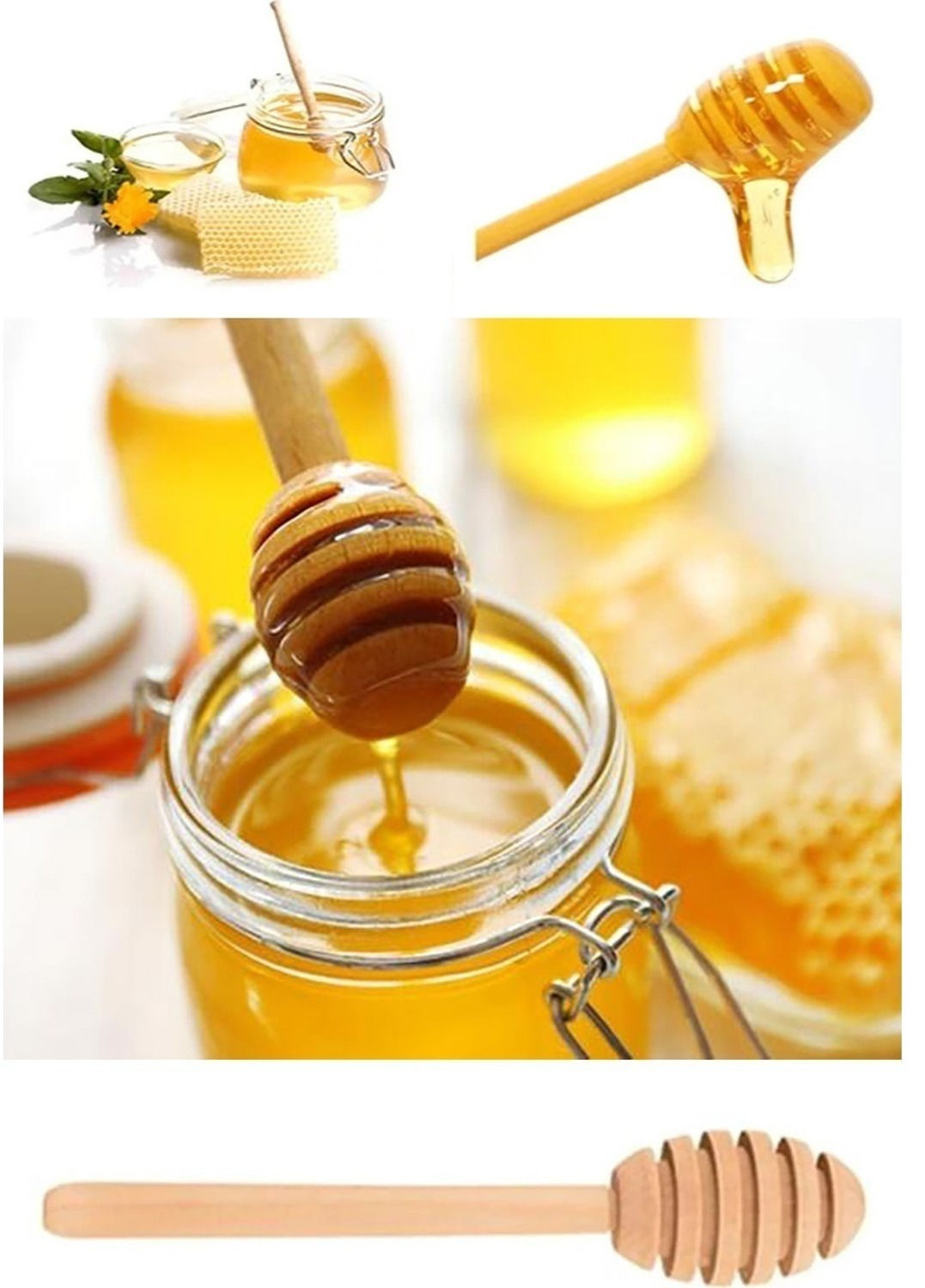 2 Adet Ahşap Bal Kaşığı