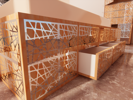 Une chambre Triangulation en bois naturel et métal chrome