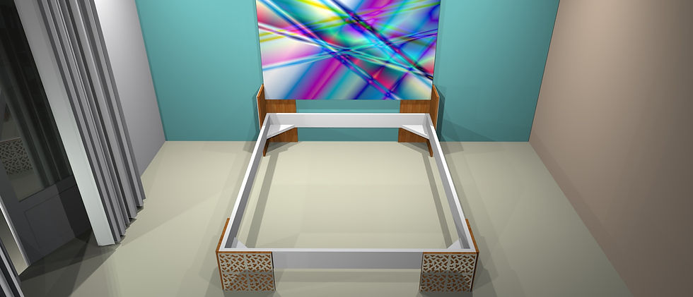 Thumbnail: Lit "Cubique" avec grande tête de lit