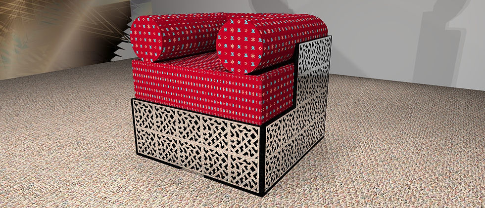 Thumbnail: Fauteuil salon : Cubique Ligne 171-19 Rouge