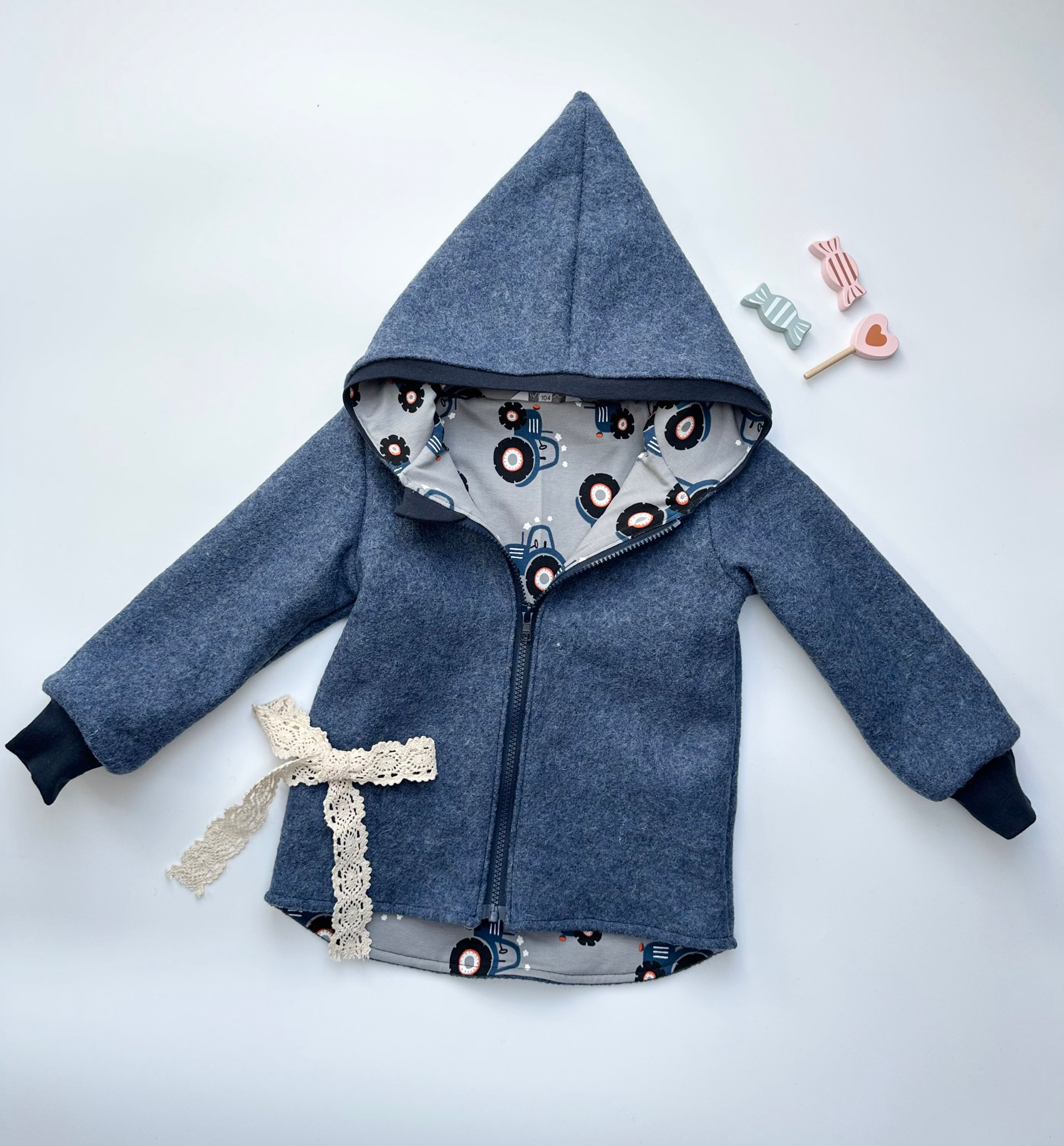 Veste de promenade bleu denim clair Tracktor avec poignets zippés bleu foncé