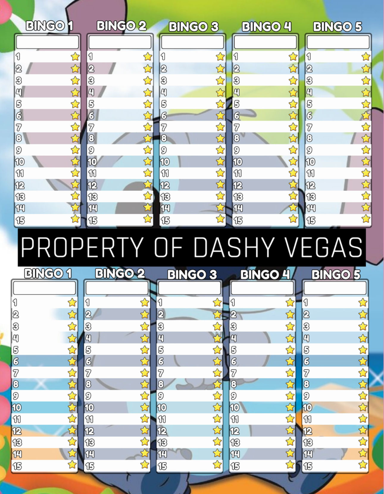 Stitch 1 Bingo Paper PDF