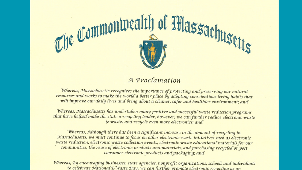 Massachusetts Governor Proclaims E-Waste Day!